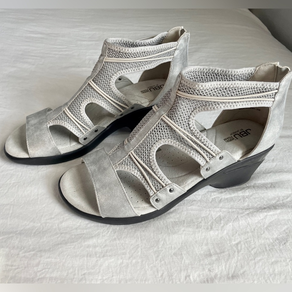 JBU Metallic Silver Heeled Sandals